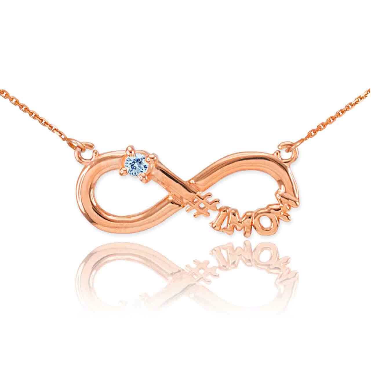 14K Gold Infinity #1MOM CZ Birthstone Necklace, view 12