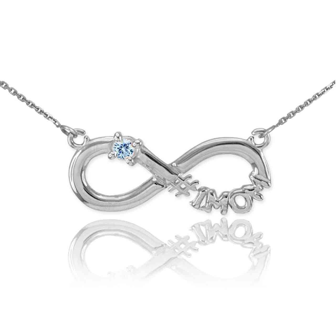 14K Gold Infinity #1MOM CZ Birthstone Necklace, view 13