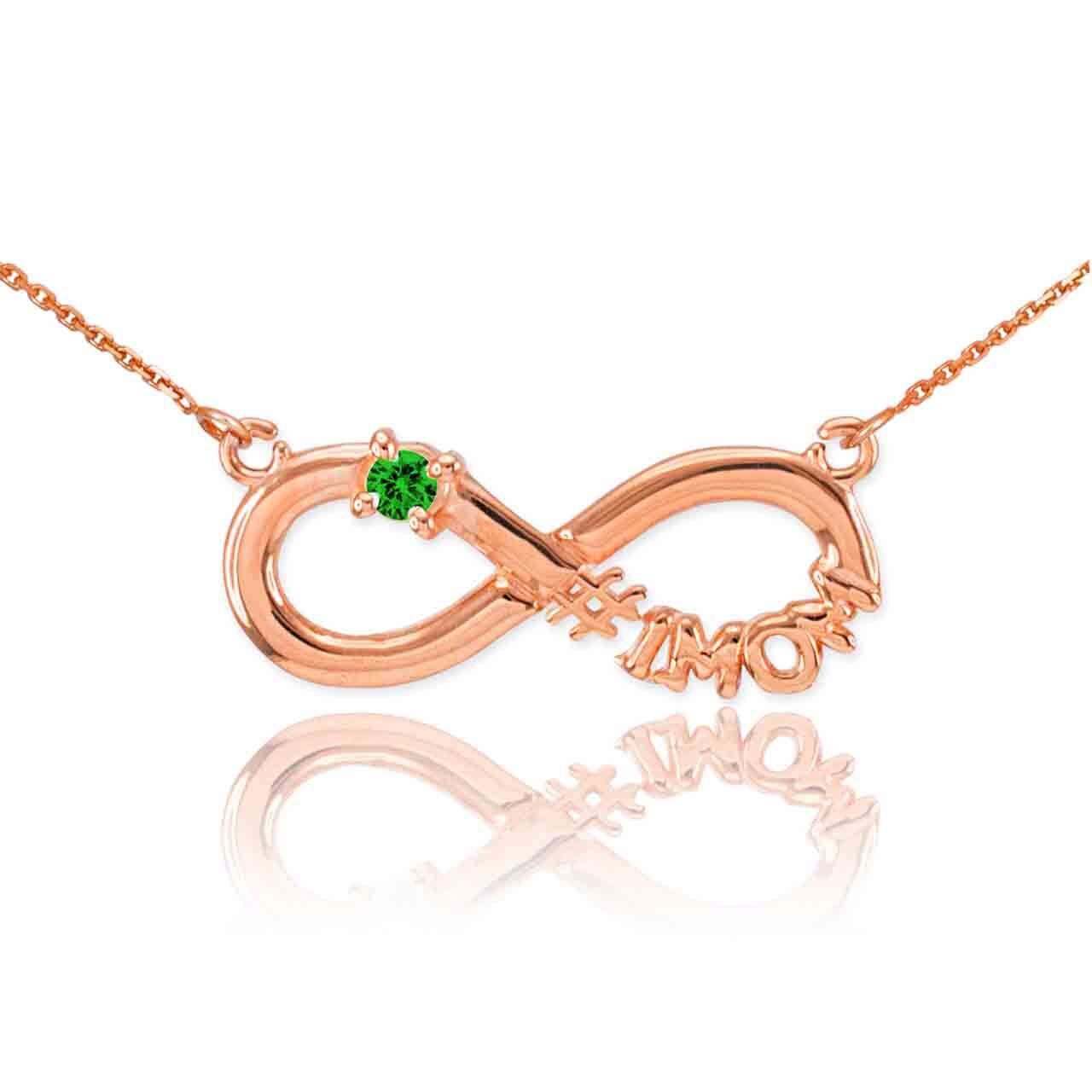 14K Gold Infinity #1MOM CZ Birthstone Necklace, view 15