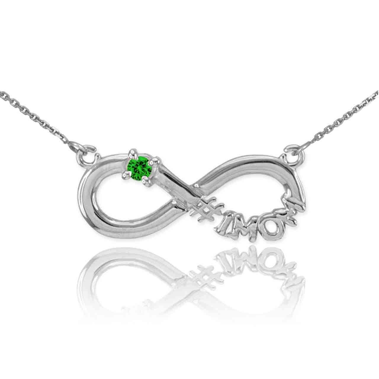 14K Gold Infinity #1MOM CZ Birthstone Necklace, view 16