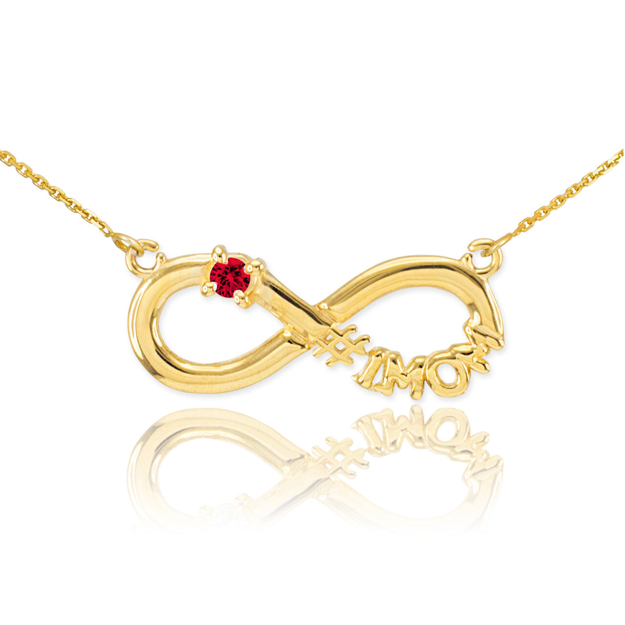 14K Gold Infinity #1MOM CZ Birthstone Necklace, view 20