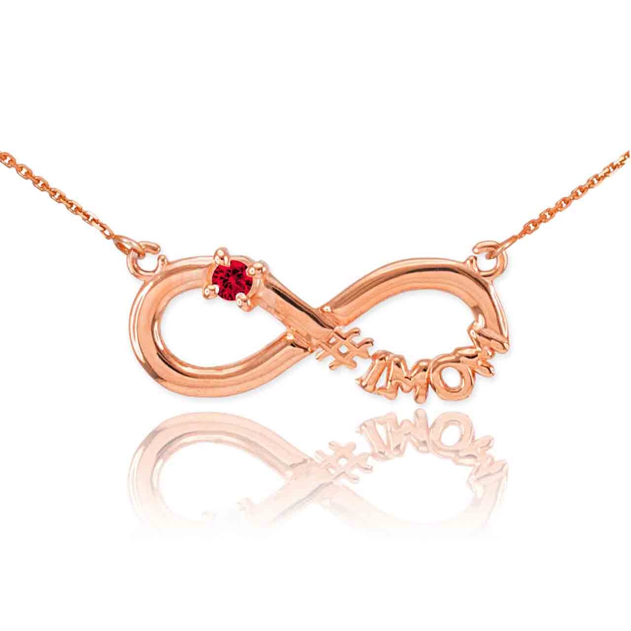 14K Gold Infinity #1MOM CZ Birthstone Necklace, view 21