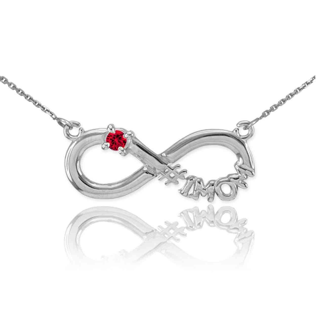 14K Gold Infinity #1MOM CZ Birthstone Necklace, view 22