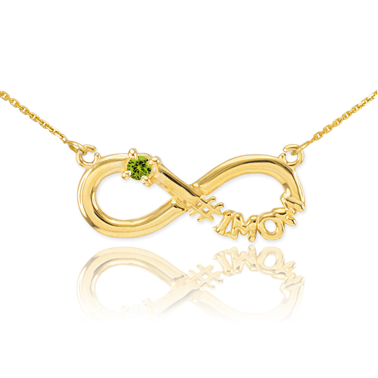 14K Gold Infinity #1MOM CZ Birthstone Necklace, view 23