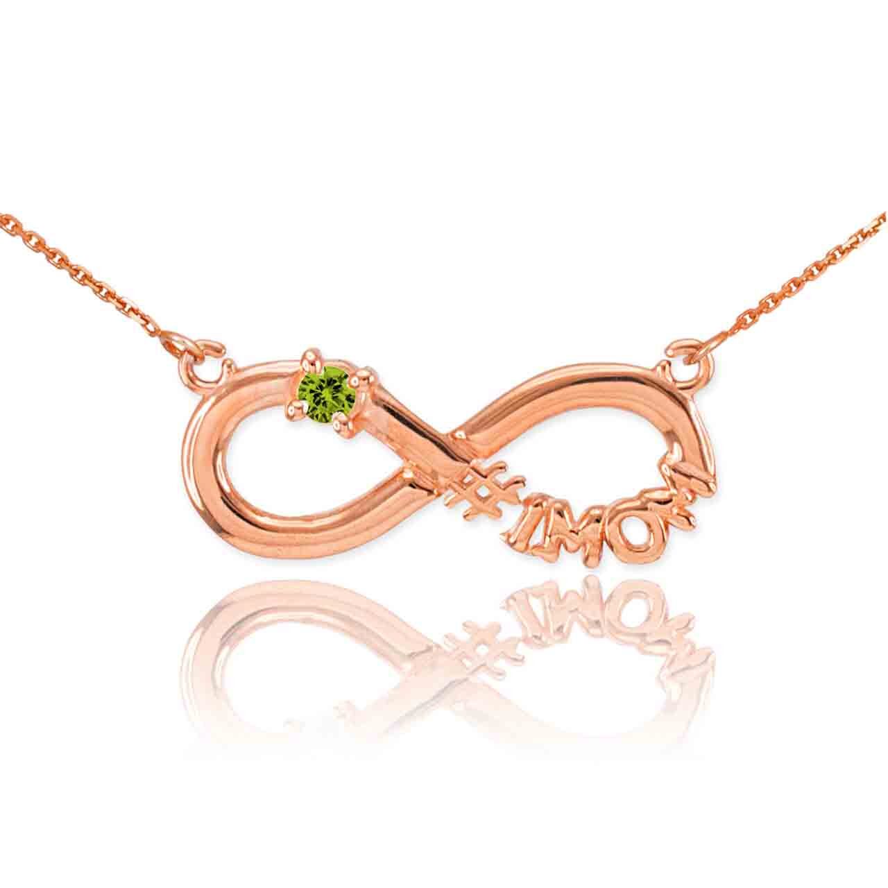 14K Gold Infinity #1MOM CZ Birthstone Necklace, view 24