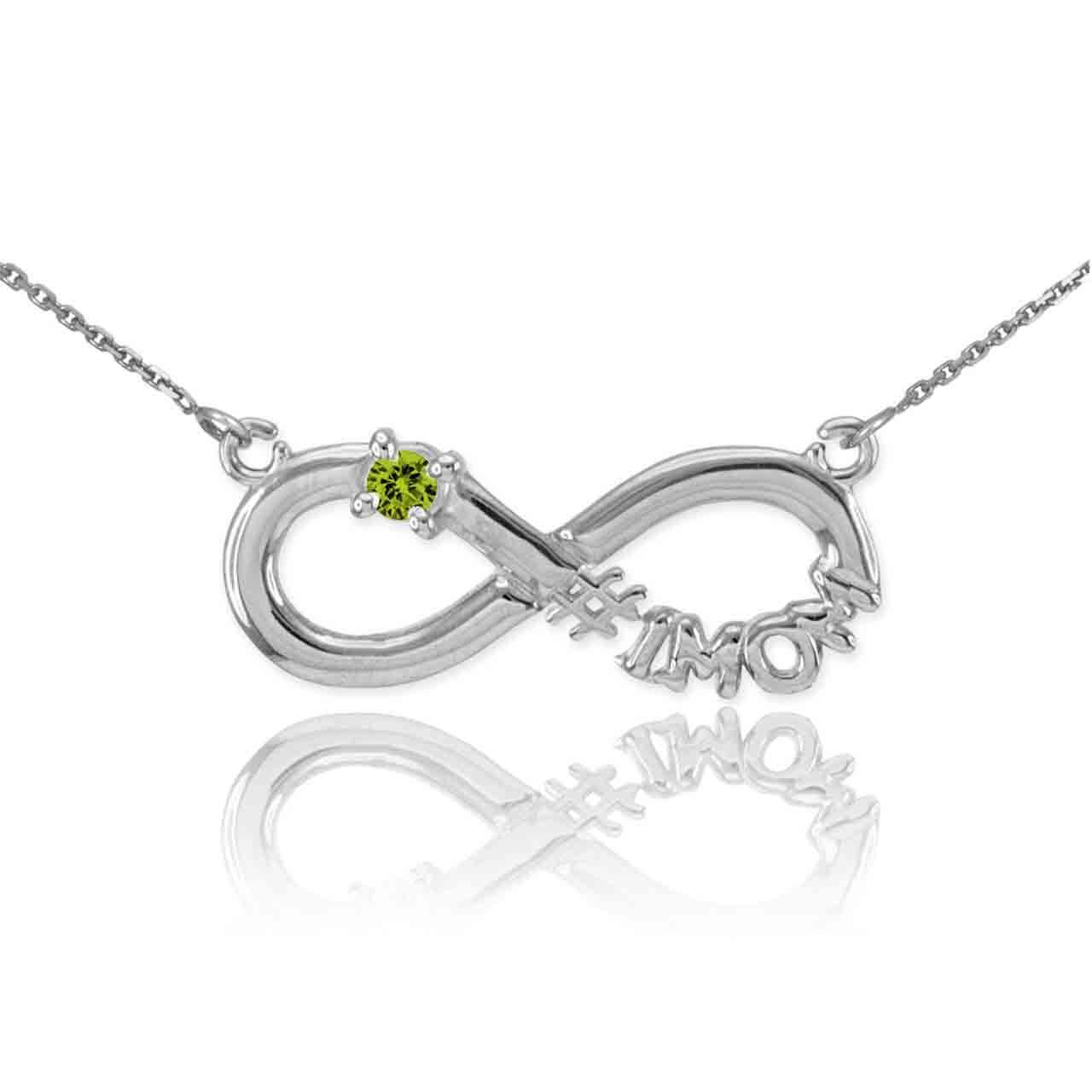 14K Gold Infinity #1MOM CZ Birthstone Necklace, view 25