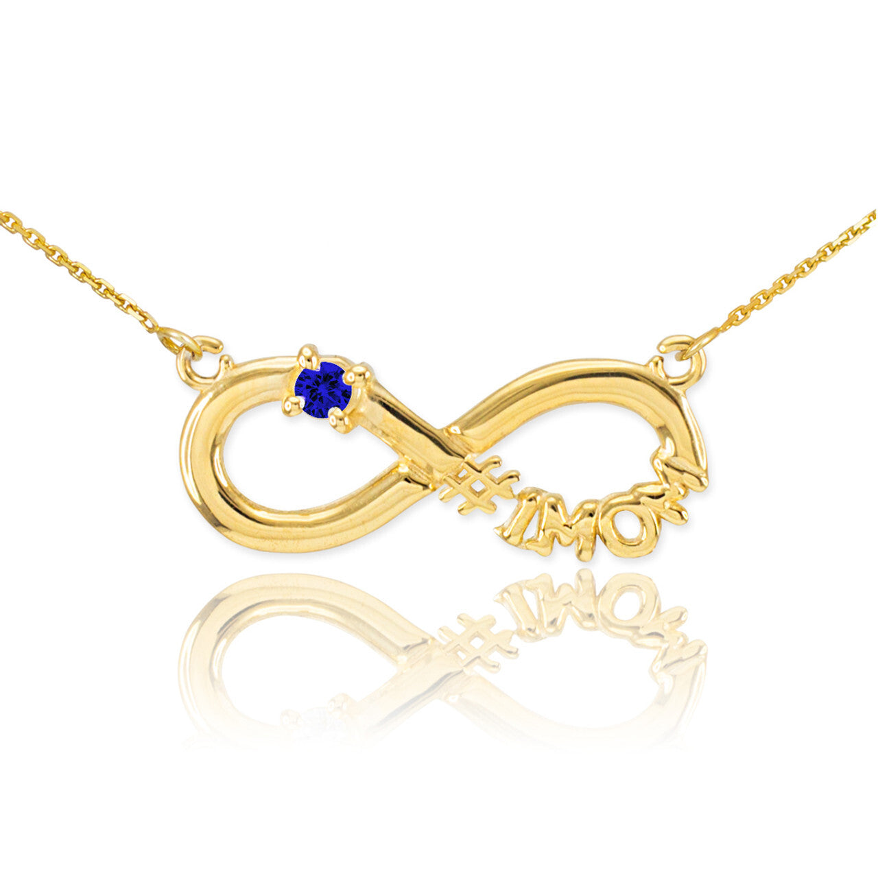 14K Gold Infinity #1MOM CZ Birthstone Necklace, view 26