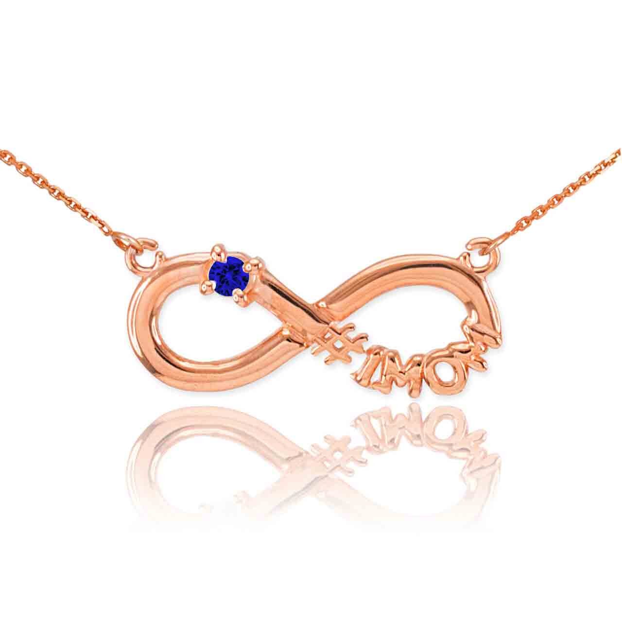 14K Gold Infinity #1MOM CZ Birthstone Necklace, view 27