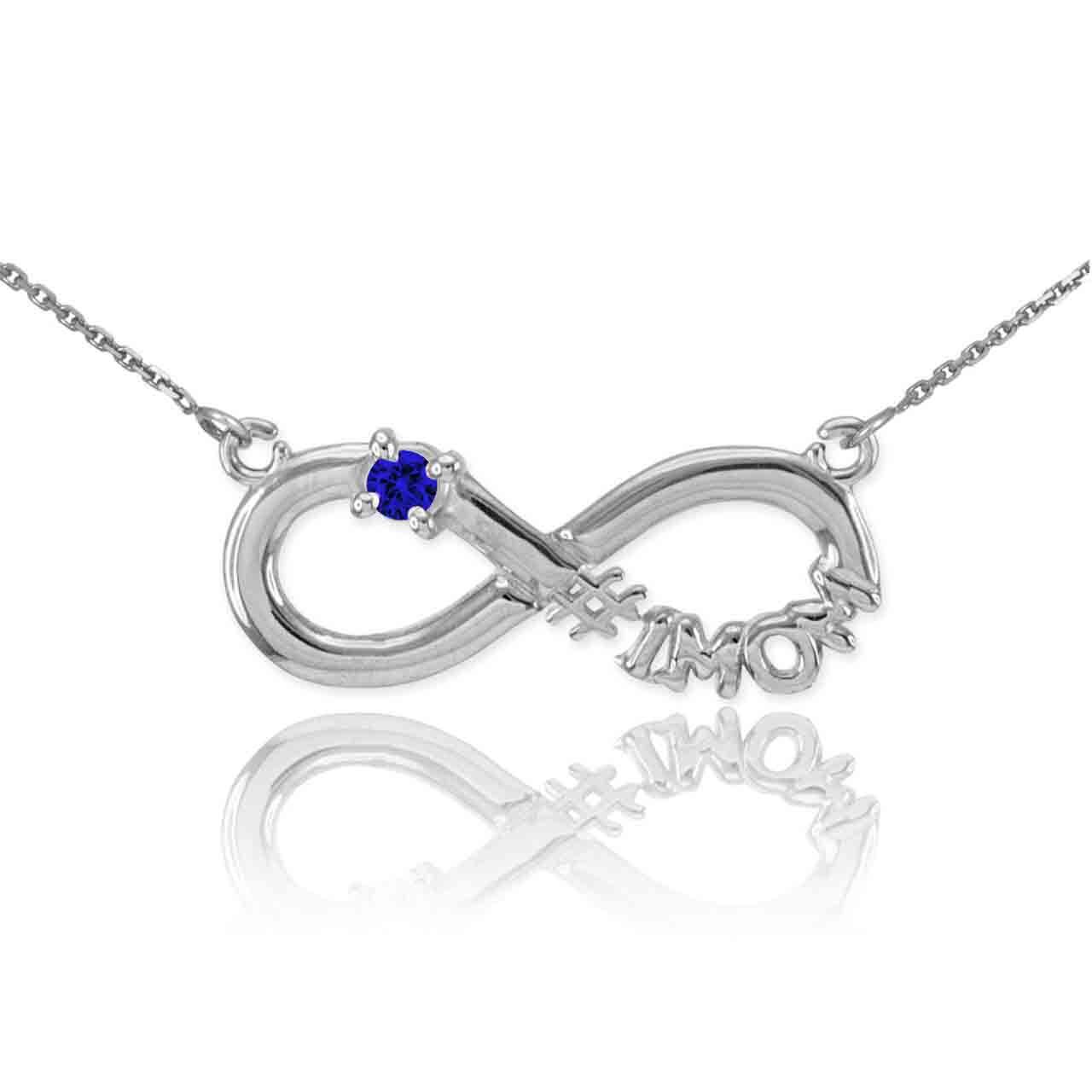 14K Gold Infinity #1MOM CZ Birthstone Necklace, view 28