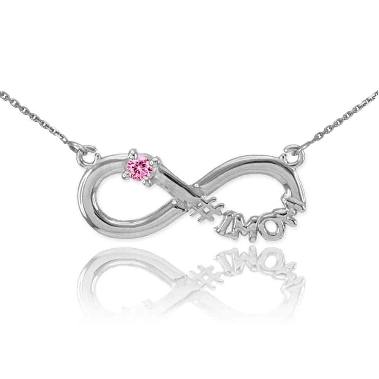 14K Gold Infinity #1MOM CZ Birthstone Necklace, view 31