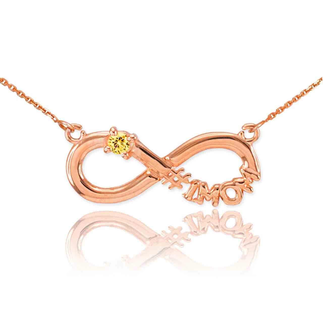 14K Gold Infinity #1MOM CZ Birthstone Necklace, view 33