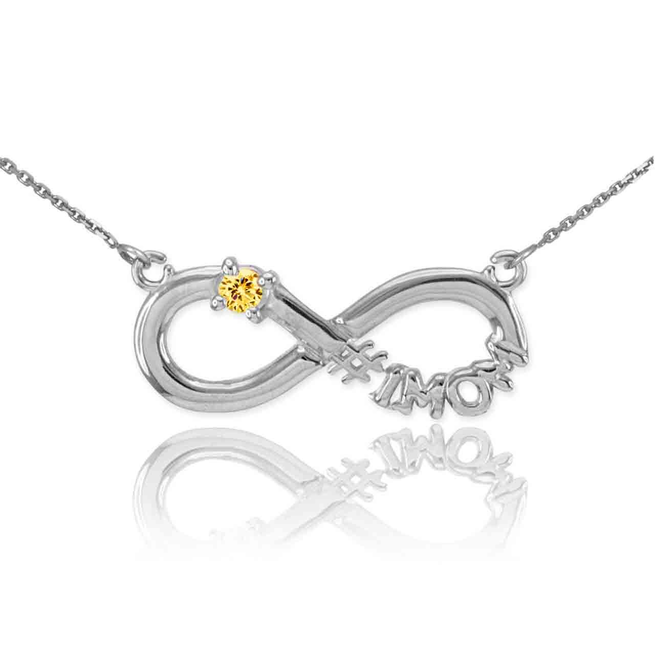 14K Gold Infinity #1MOM CZ Birthstone Necklace, view 34