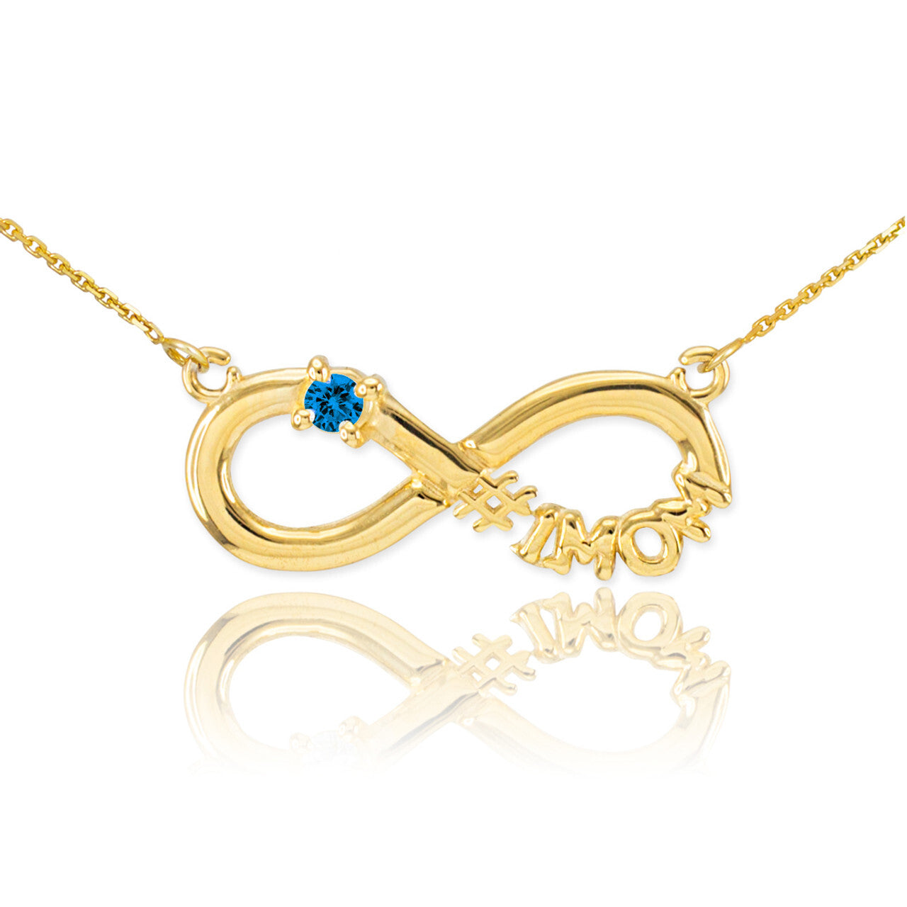 14K Gold Infinity #1MOM CZ Birthstone Necklace, view 35