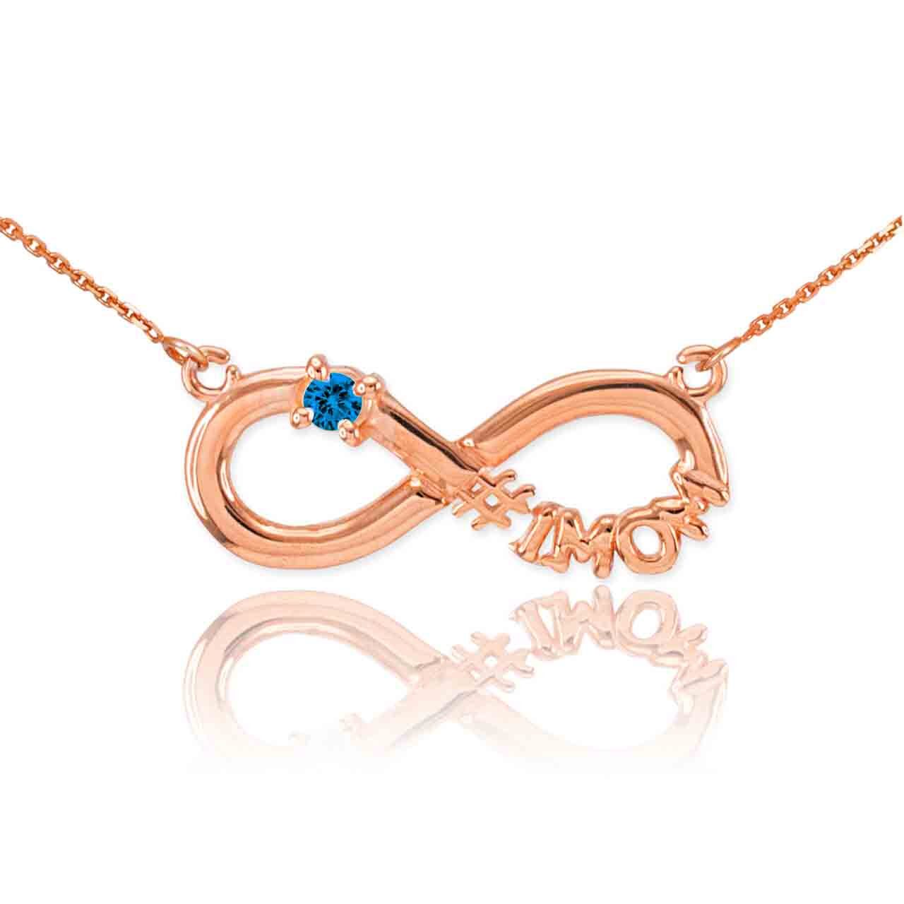 14K Gold Infinity #1MOM CZ Birthstone Necklace, view 36