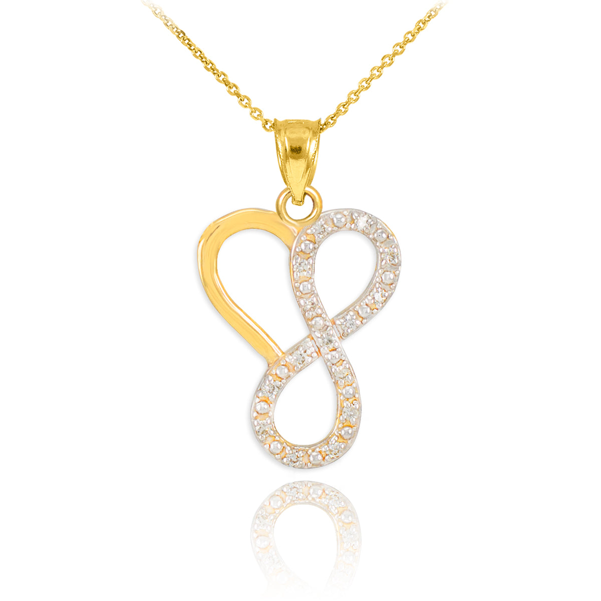 14K Gold Infinity Heart Pendant Necklace with Diamonds