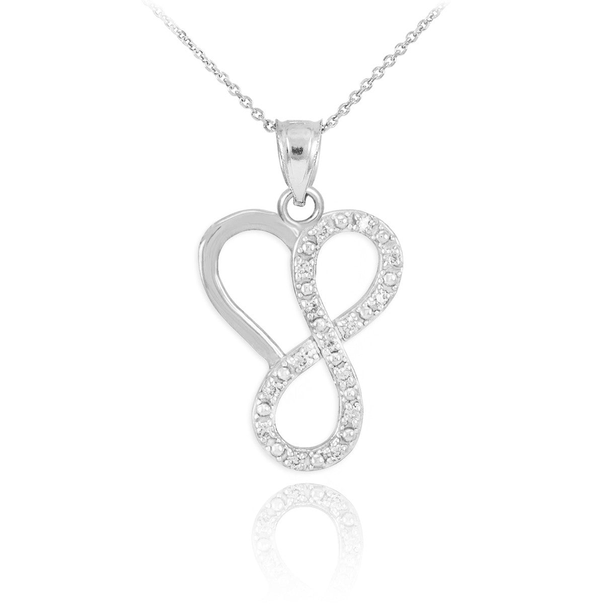 14K Gold Infinity Heart Pendant Necklace with Diamonds, view 3