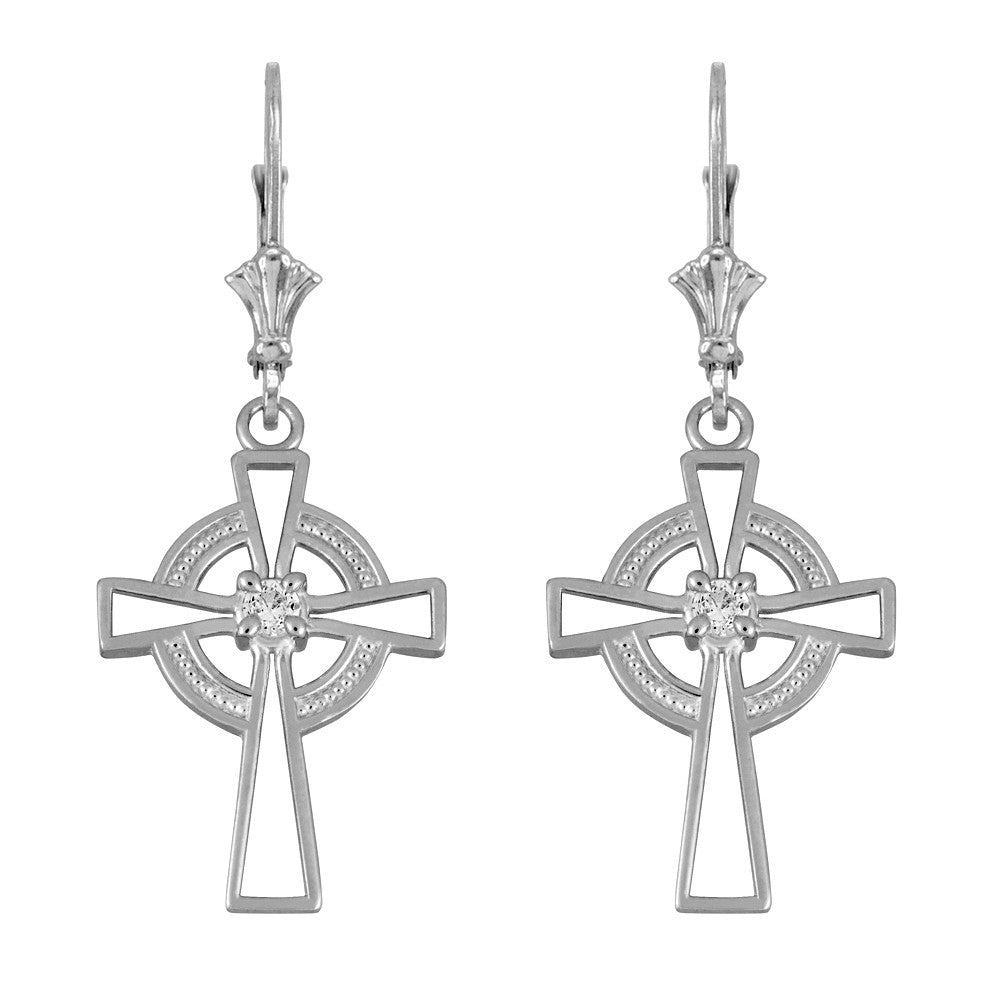 14K Gold Irish Celtic Cross Earrings, view 3