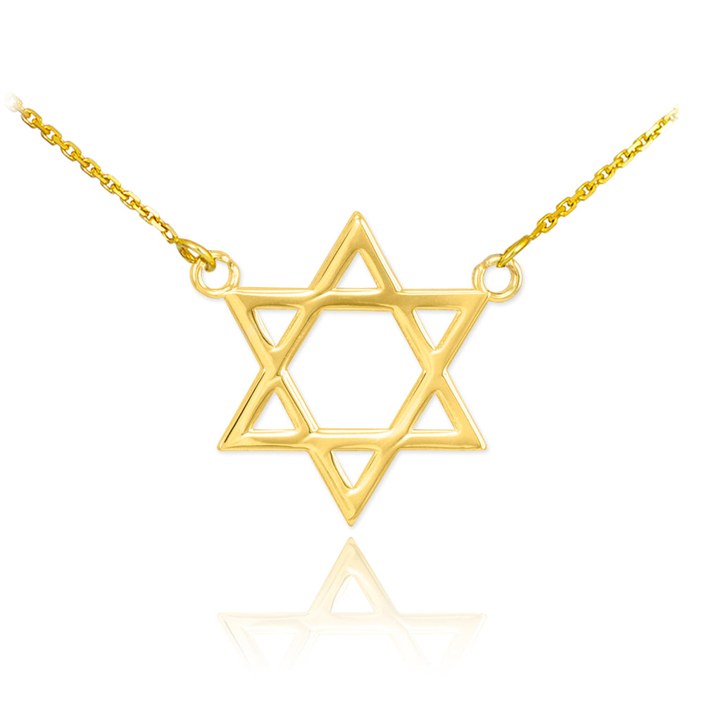 14K Gold Jewish Star of David Necklace