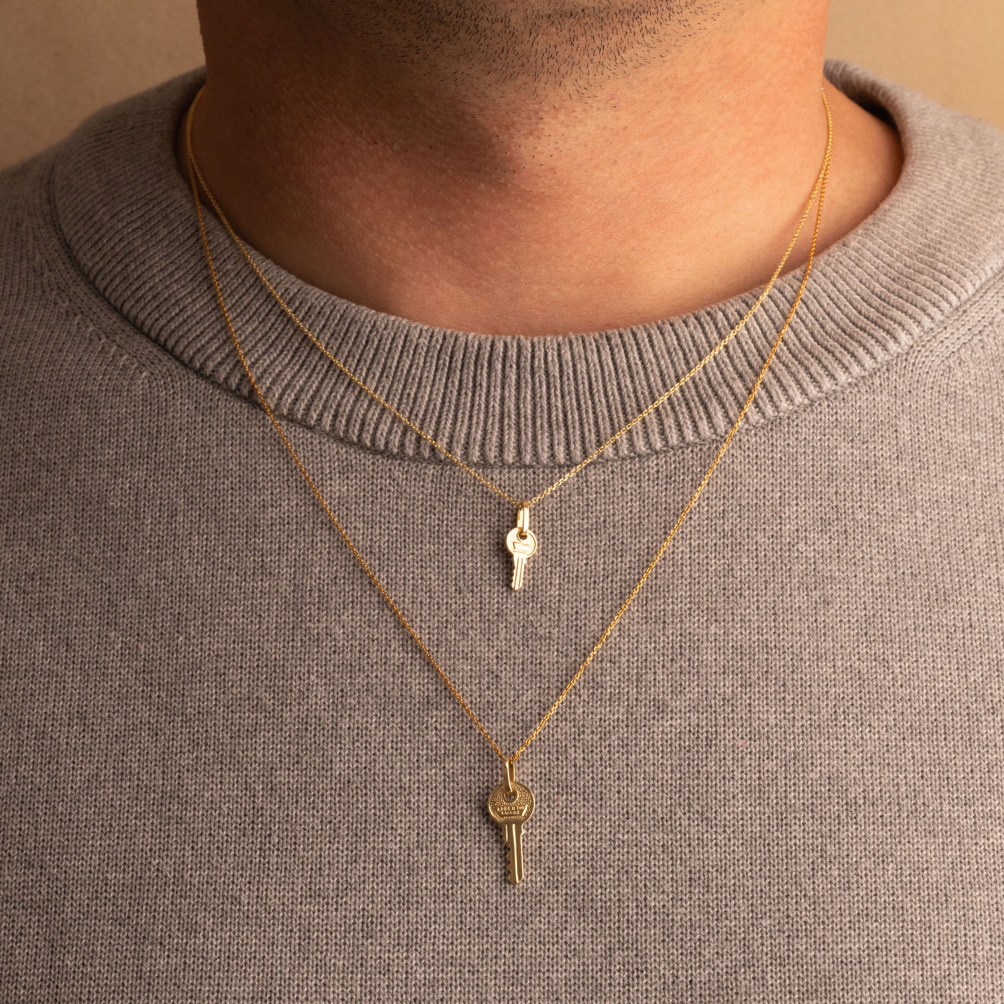 14K Gold Key Necklace, view 3