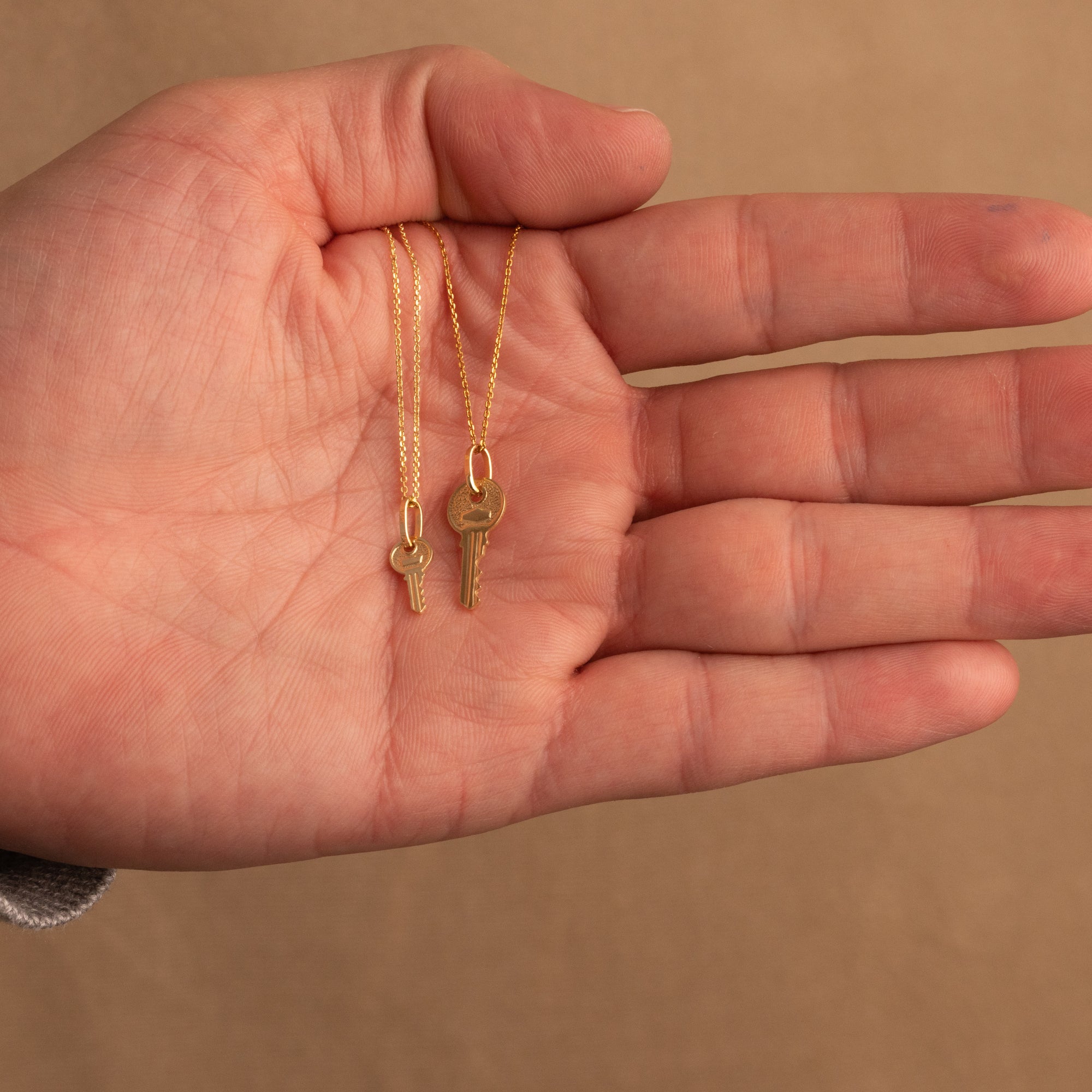 14K Gold Key Necklace, view 4