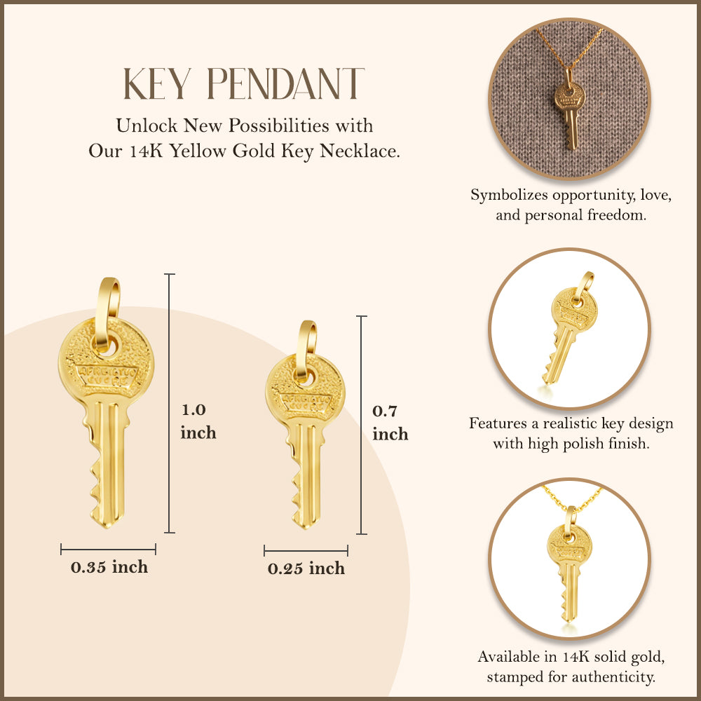 14K Gold Key Necklace, view 5