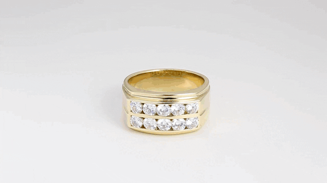 14K Gold Lab-Grown 2ct Diamond Double Band Wedding Ring, view 3