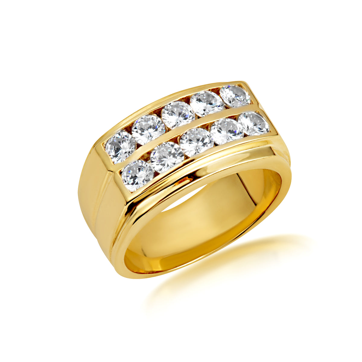 14K Gold Lab-Grown 2ct Diamond Double Band Wedding Ring, view 6