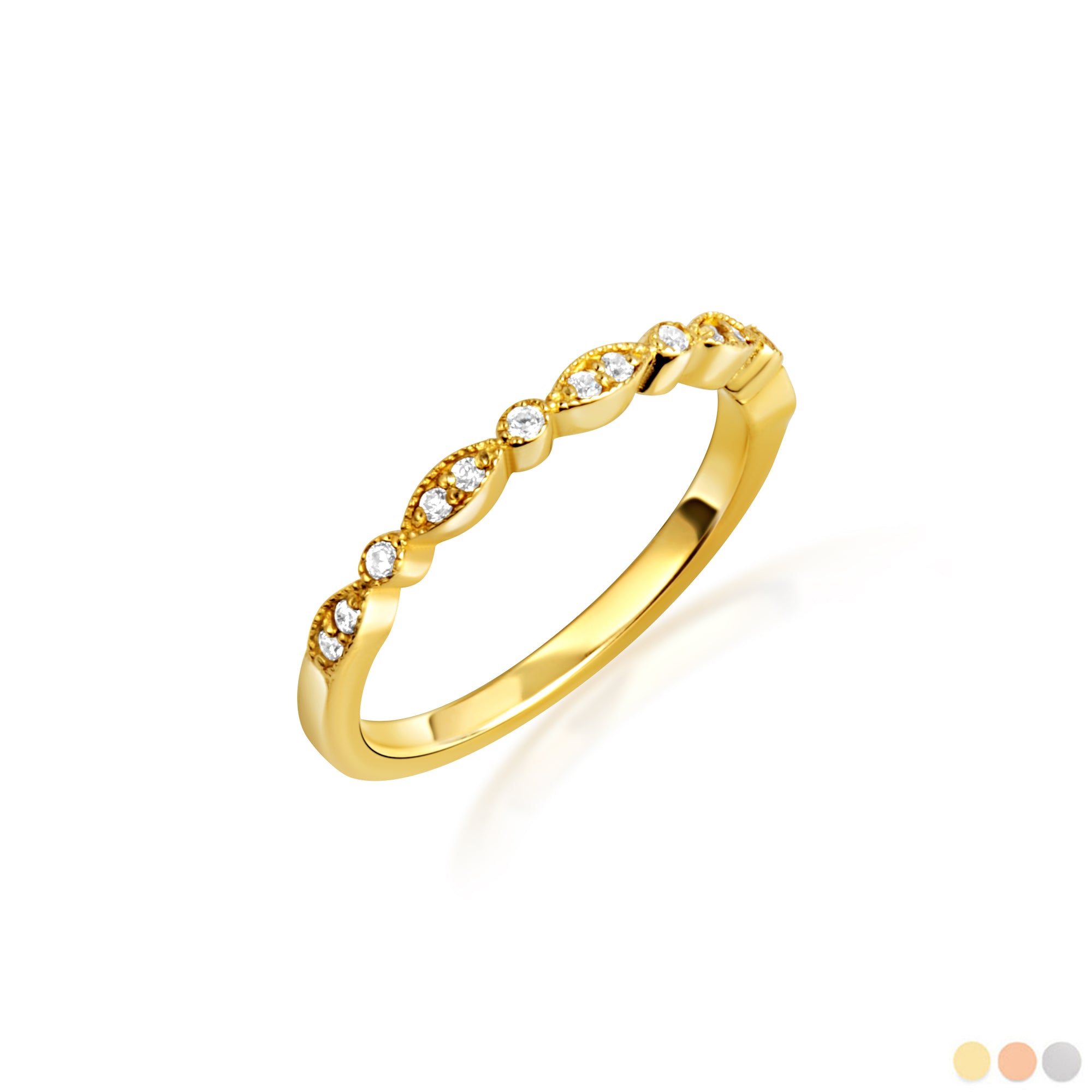 14K Gold Lab-Grown Diamond Halo Engagement Band Ring