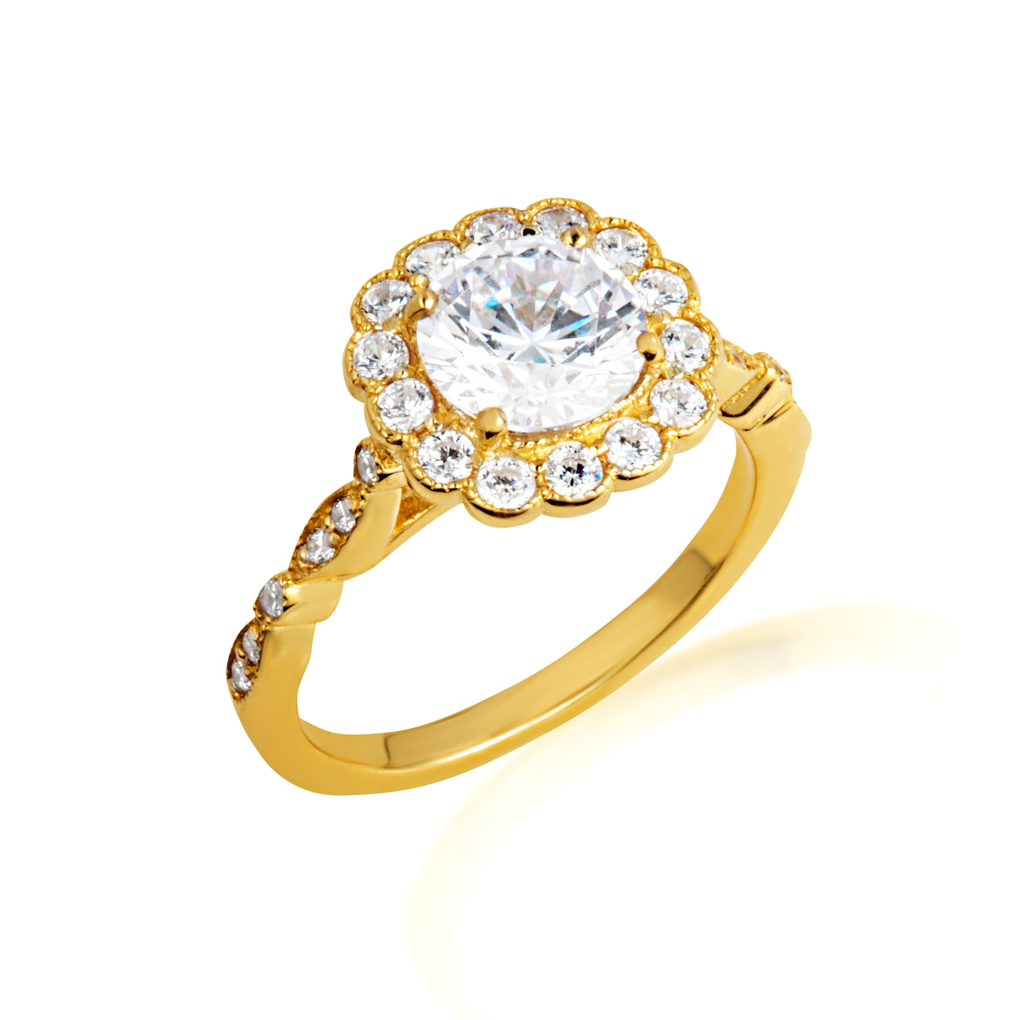 14K Gold Lab-Grown Diamond Halo Engagement Band Ring Set, view 5