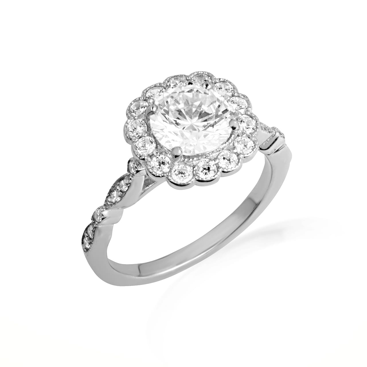 14K Gold Lab-Grown Diamond Halo Engagement Band Ring Set, view 7