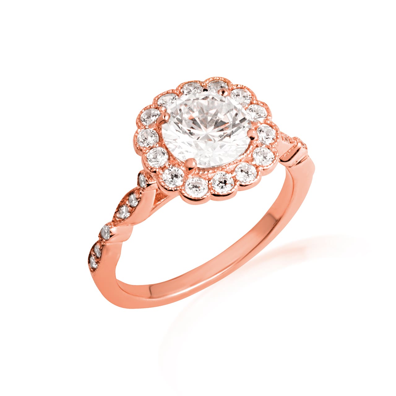 14K Gold Lab-Grown Diamond Halo Engagement Band Ring Set, view 10