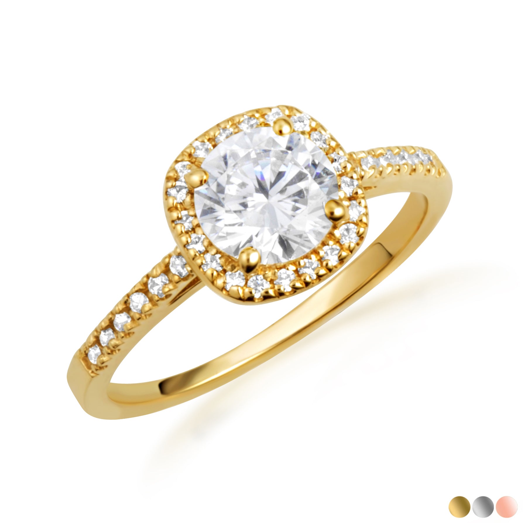 14K Gold Lab-Grown Diamond Halo Engagement Ring