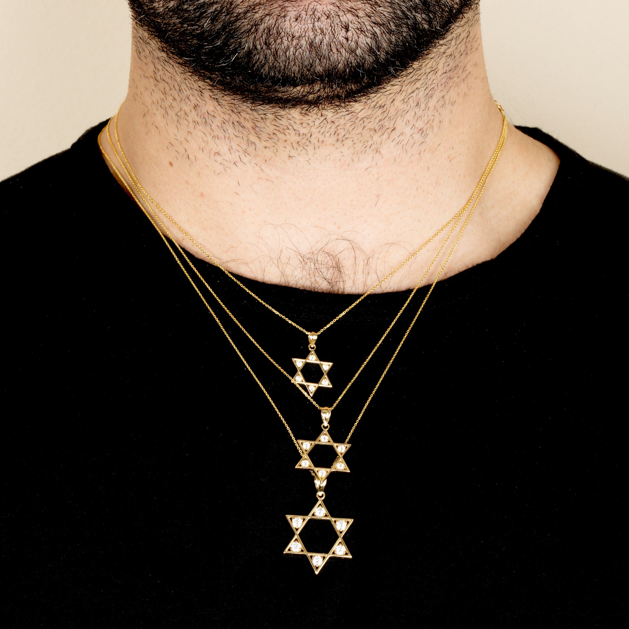 14K Gold Lab-Grown Diamond Jewish Star of David Pendant Necklace, view 2