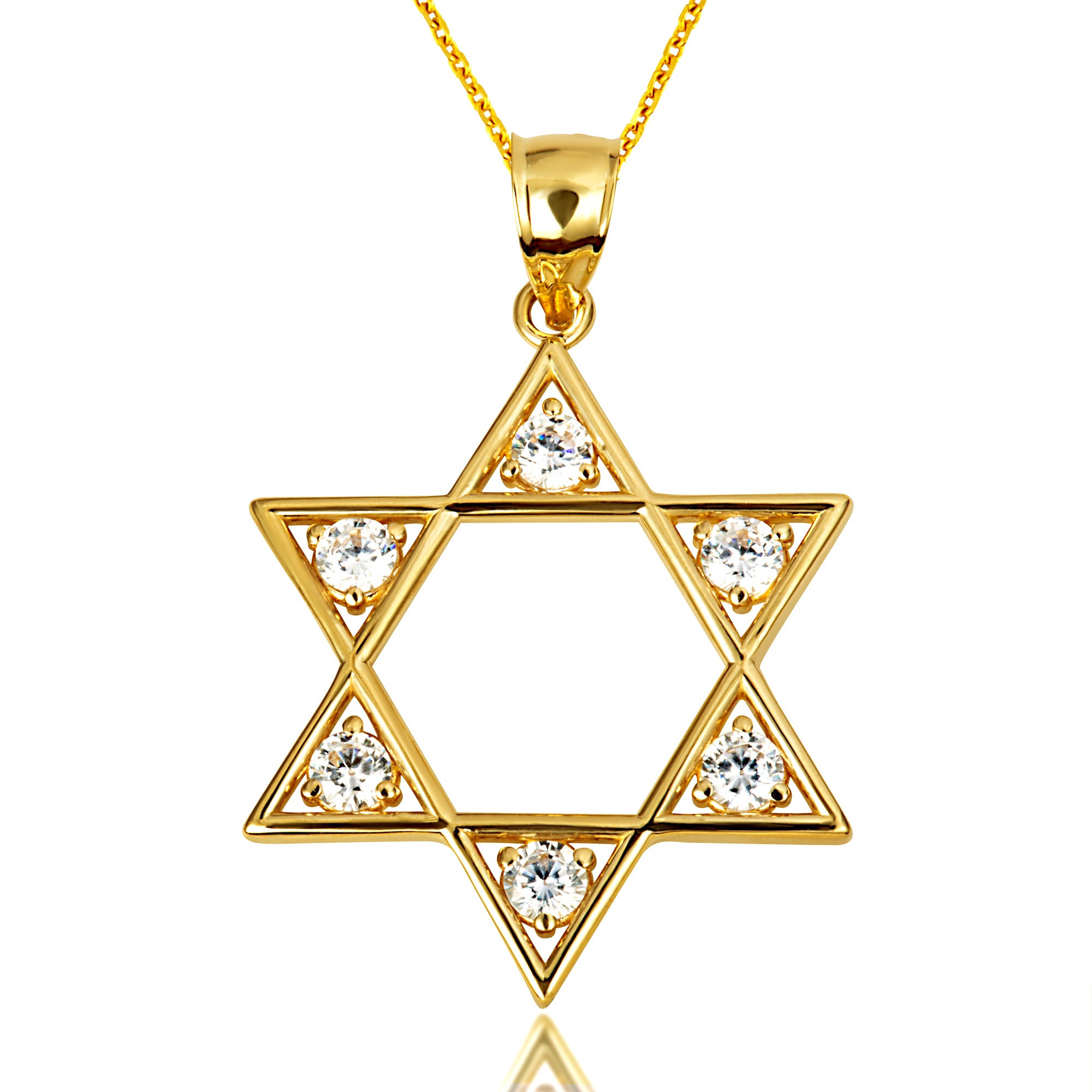 14K Gold Lab-Grown Diamond Jewish Star of David Pendant Necklace, view 5