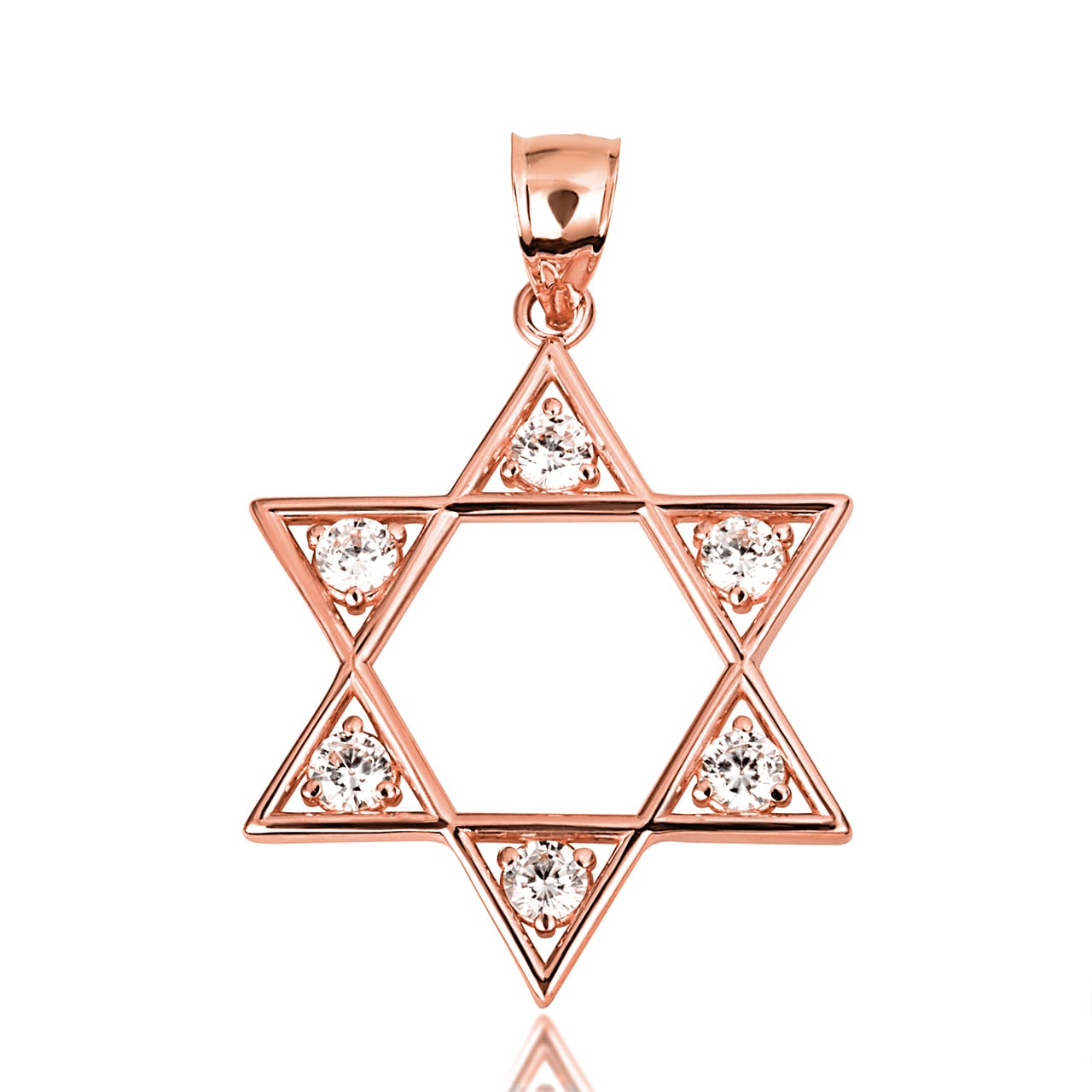 14K Gold Lab-Grown Diamond Jewish Star of David Pendant Necklace, view 6