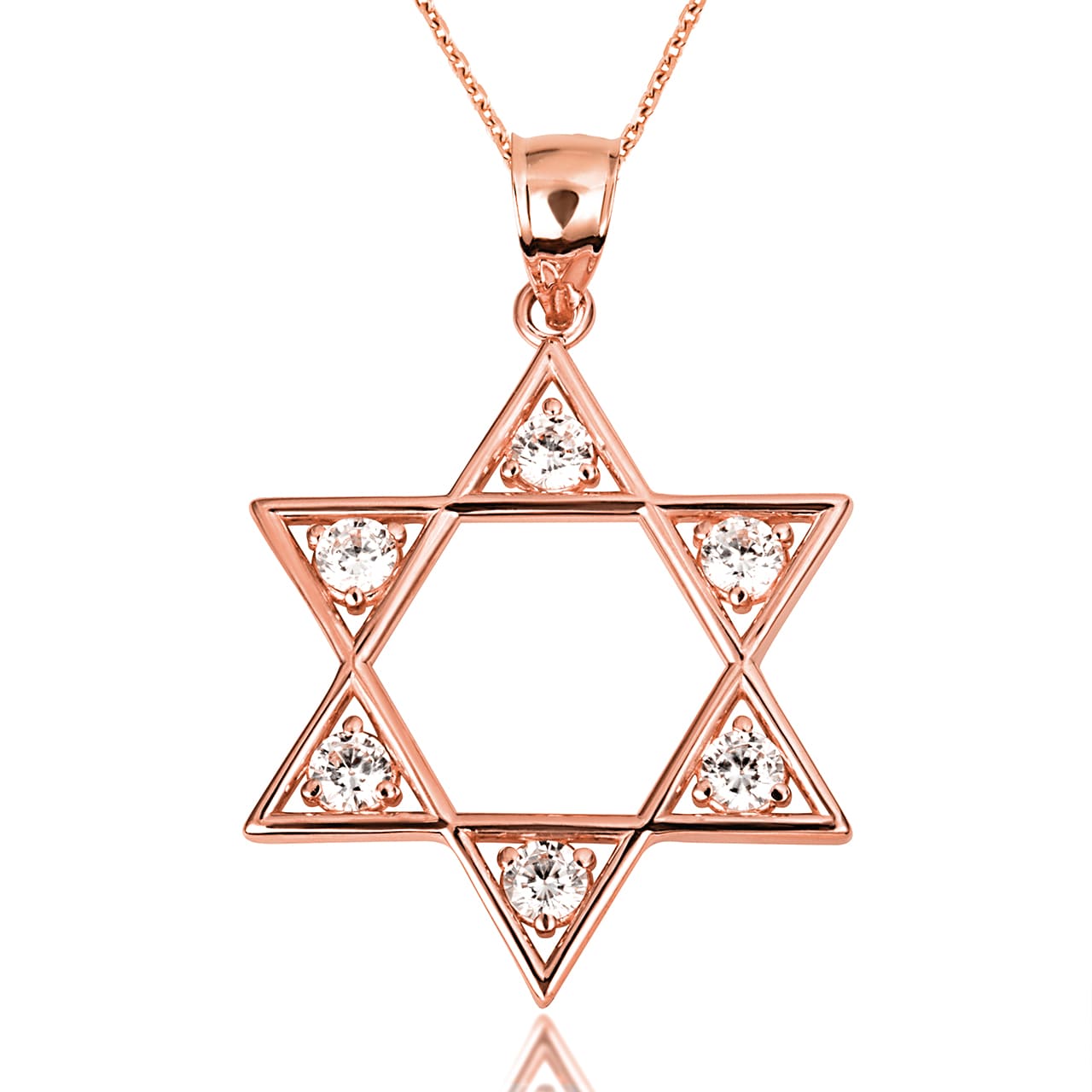 14K Gold Lab-Grown Diamond Jewish Star of David Pendant Necklace, view 7