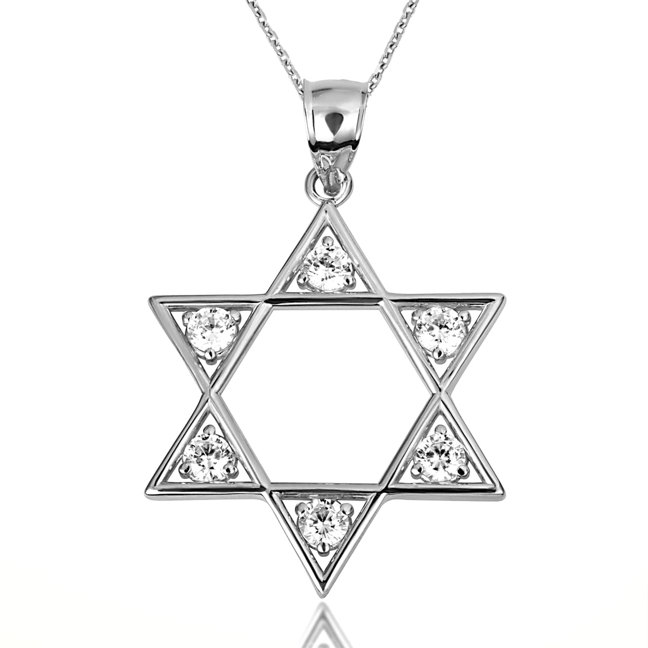 14K Gold Lab-Grown Diamond Jewish Star of David Pendant Necklace, view 9