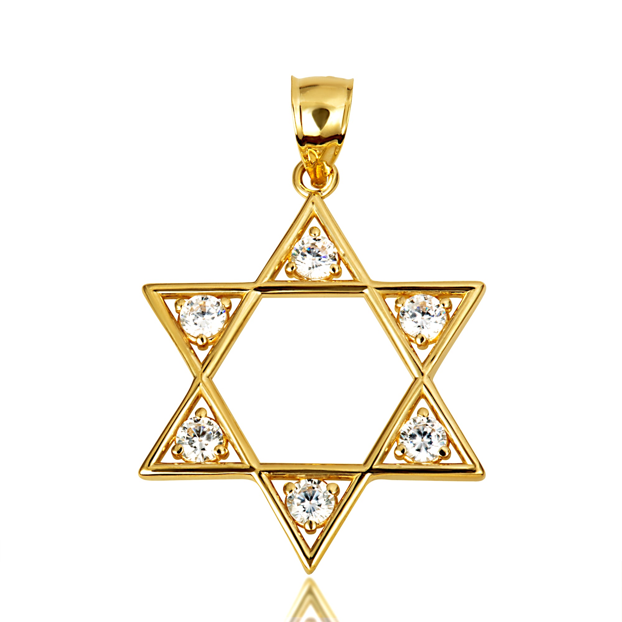 14K Gold Lab-Grown Diamond Jewish Star of David Pendant Necklace, view 10
