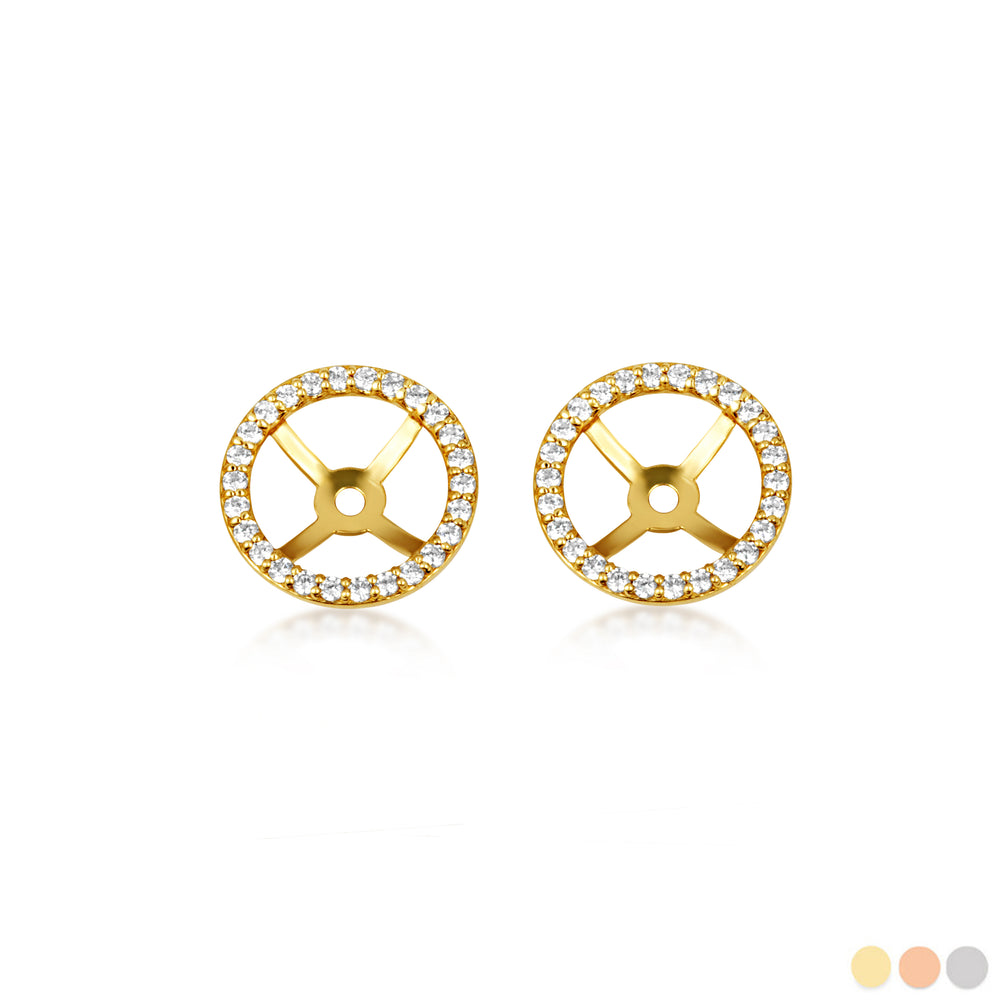 14K Gold Lab-Grown Diamond Round Halo Earring Jacket Studs