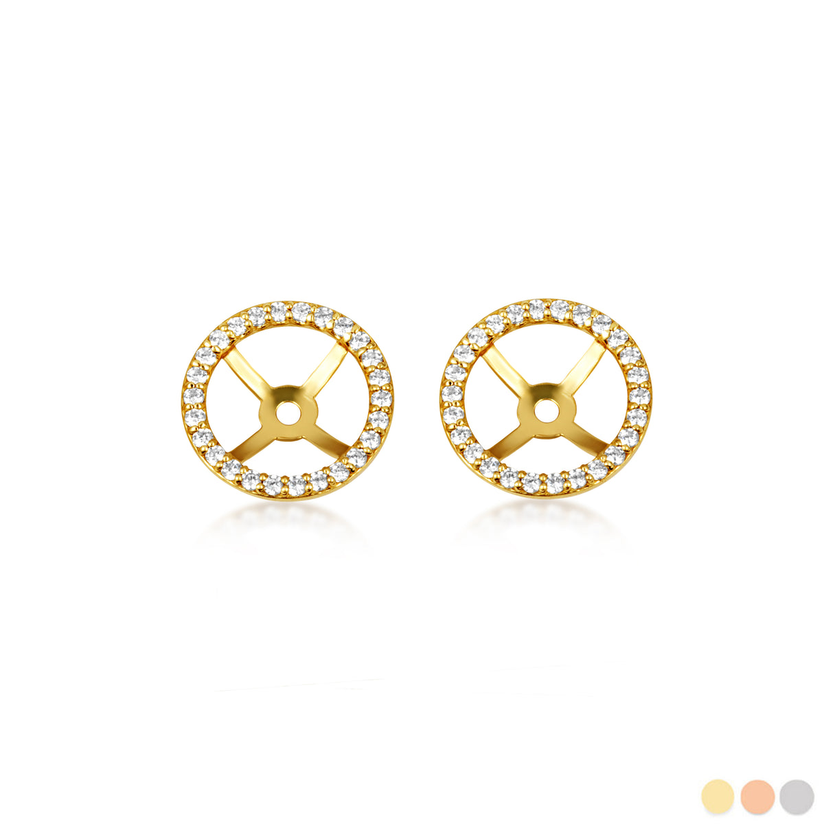 14K Gold Lab-Grown Diamond Round Halo Earring Jacket Studs