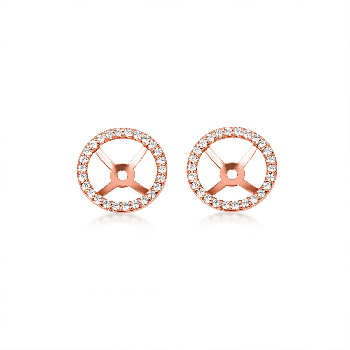 14K Gold Lab-Grown Diamond Round Halo Earring Jacket Studs, view 3