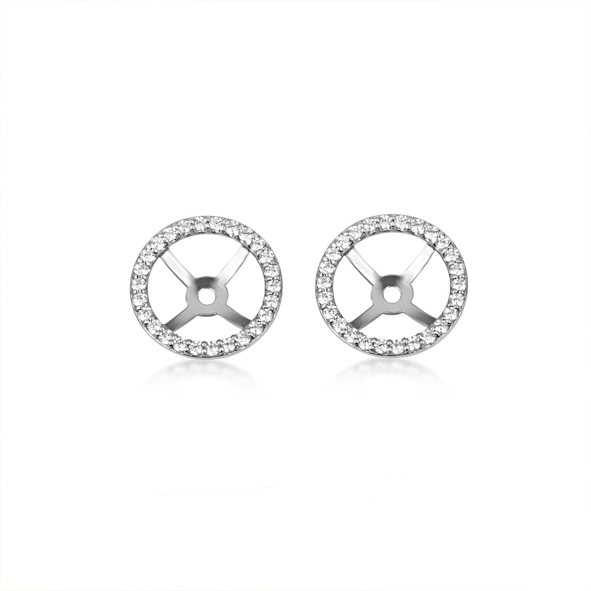 14K Gold Lab-Grown Diamond Round Halo Earring Jacket Studs, view 4
