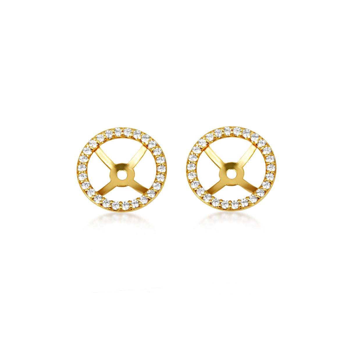 14K Gold Lab-Grown Diamond Round Halo Earring Jacket Studs, view 5