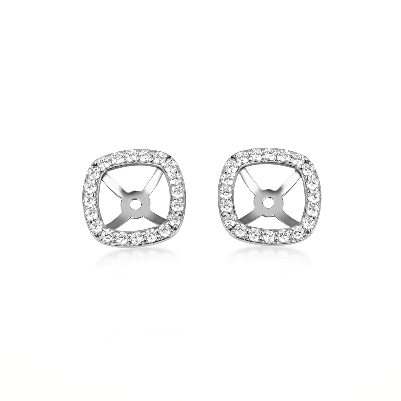 14K Gold Lab-Grown Diamond Square Halo Earring Jacket Studs, view 3