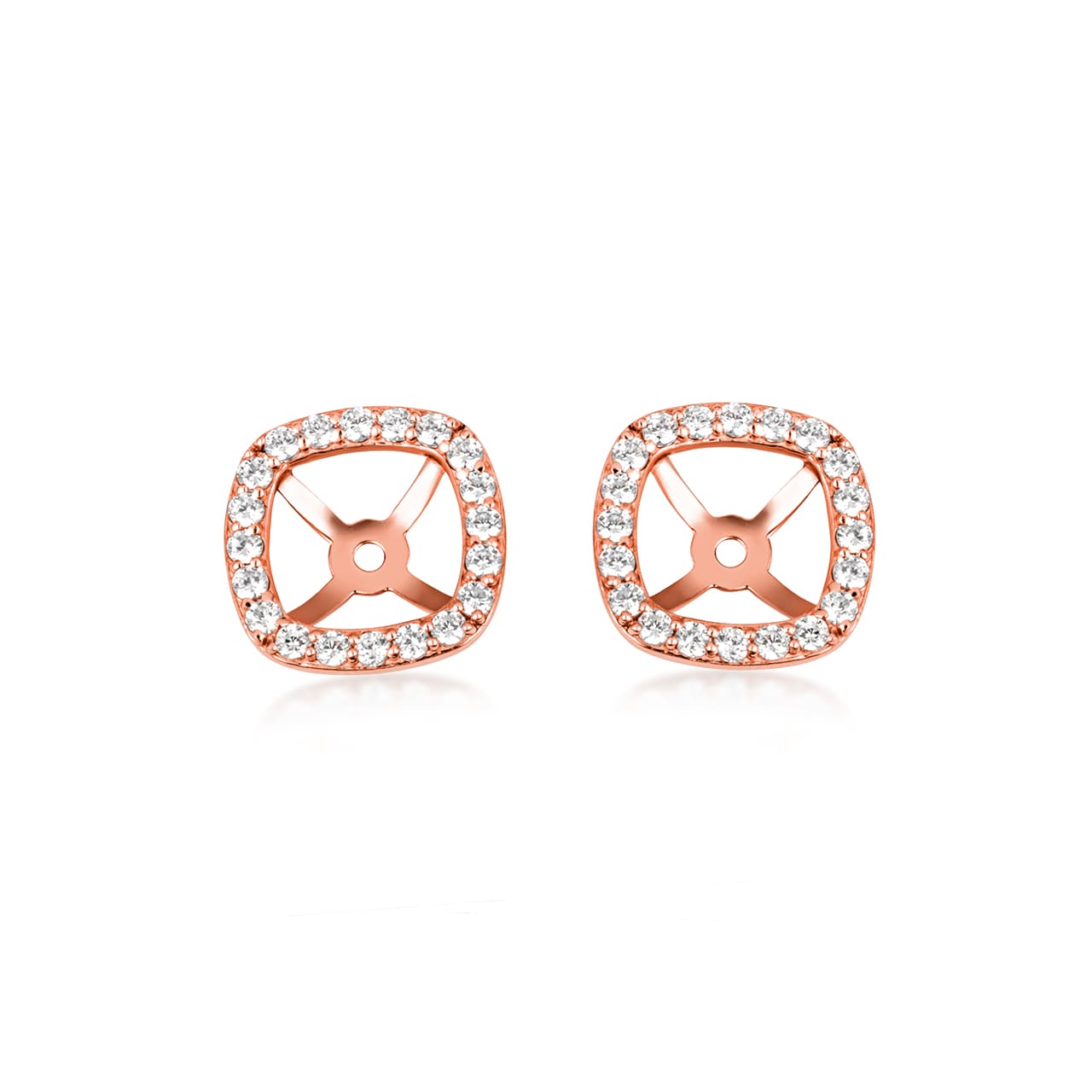 14K Gold Lab-Grown Diamond Square Halo Earring Jacket Studs, view 4