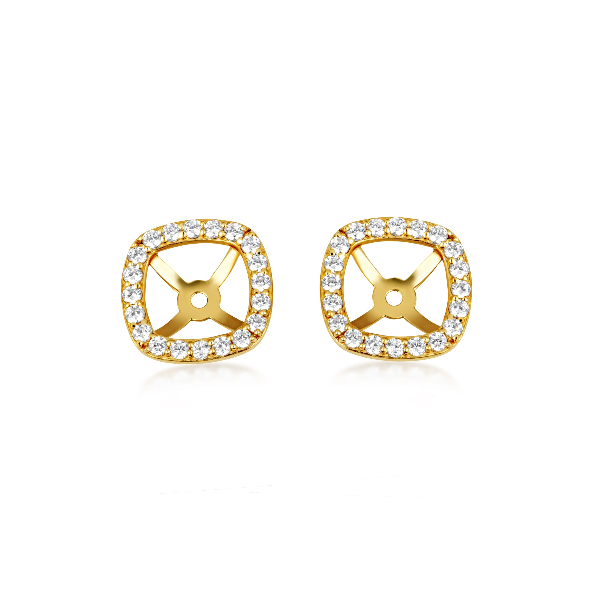 14K Gold Lab-Grown Diamond Square Halo Earring Jacket Studs, view 5