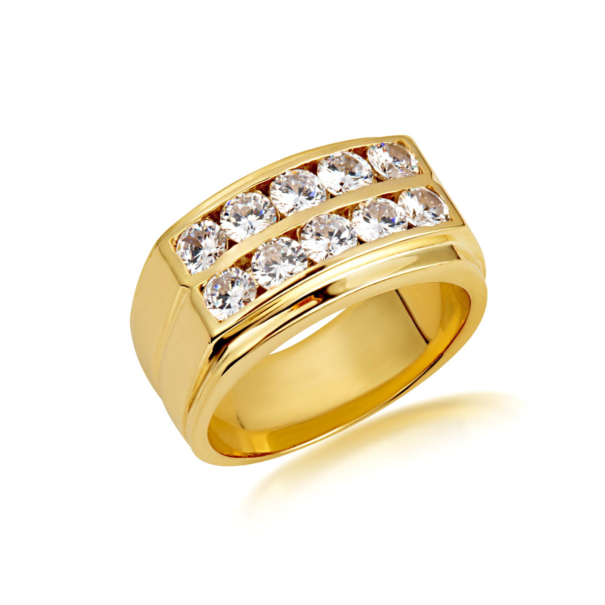 14K Gold Lab-Grown Diamond Three Band Wedding Ring Set, view 6