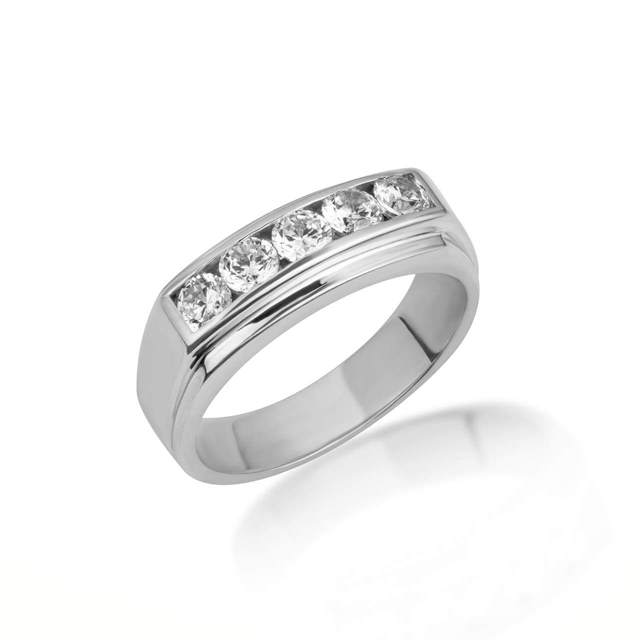 14K Gold Lab-Grown Diamond Three Band Wedding Ring Set, view 9