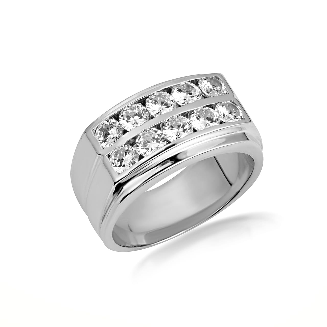 14K Gold Lab-Grown Diamond Three Band Wedding Ring Set, view 10