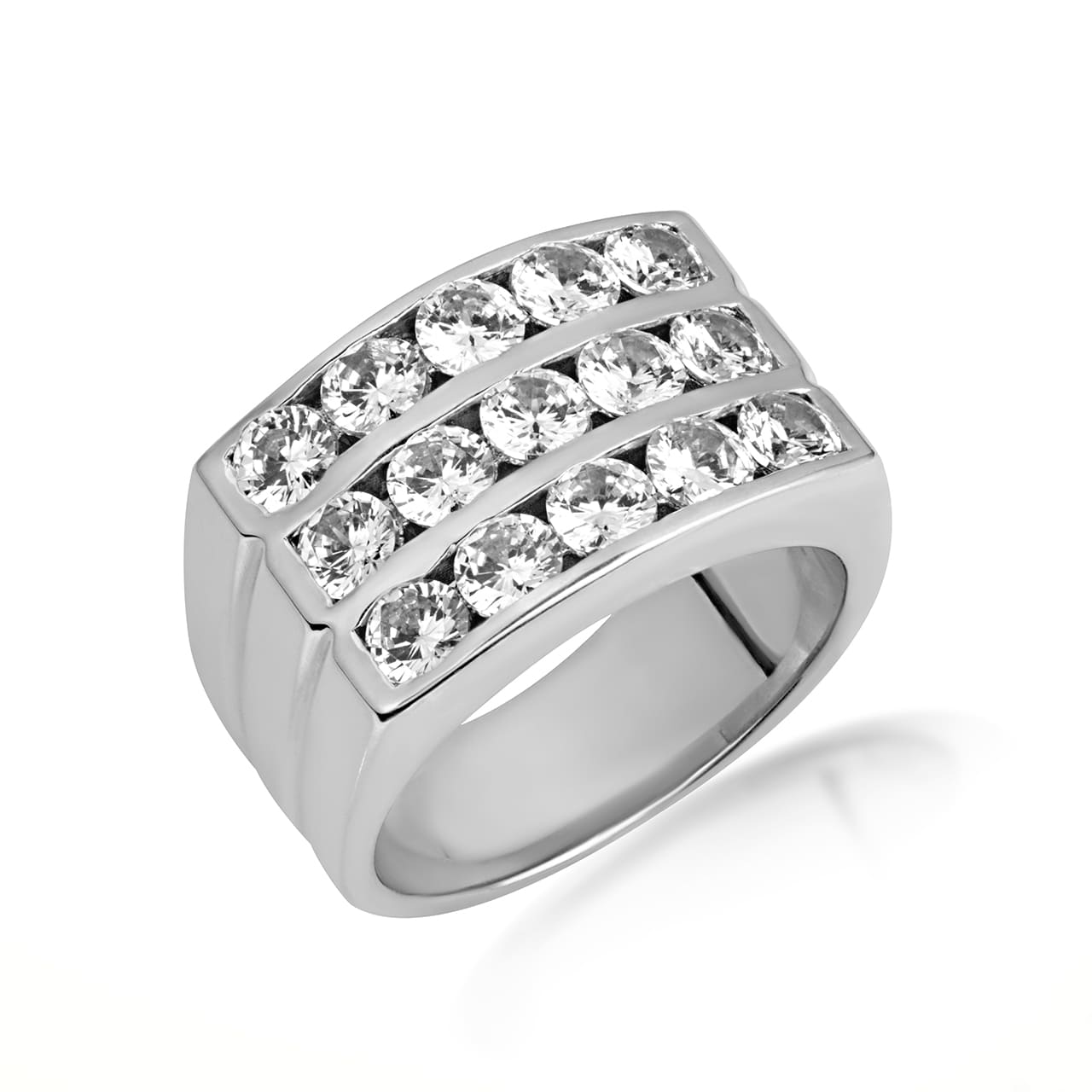 14K Gold Lab-Grown Diamond Three Band Wedding Ring Set, view 11